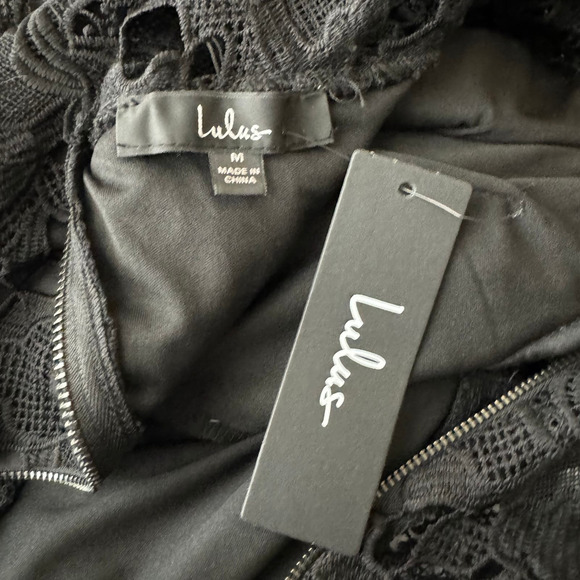 Lulus A Fine Romance Black Lace Sheath Mini Dress Size M NWT - Picture 10 of 11